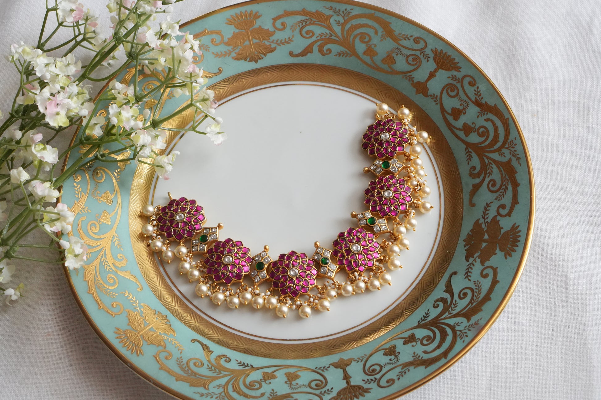 Kundan Necklace (4-9057)(K) - JEWELSTYLE