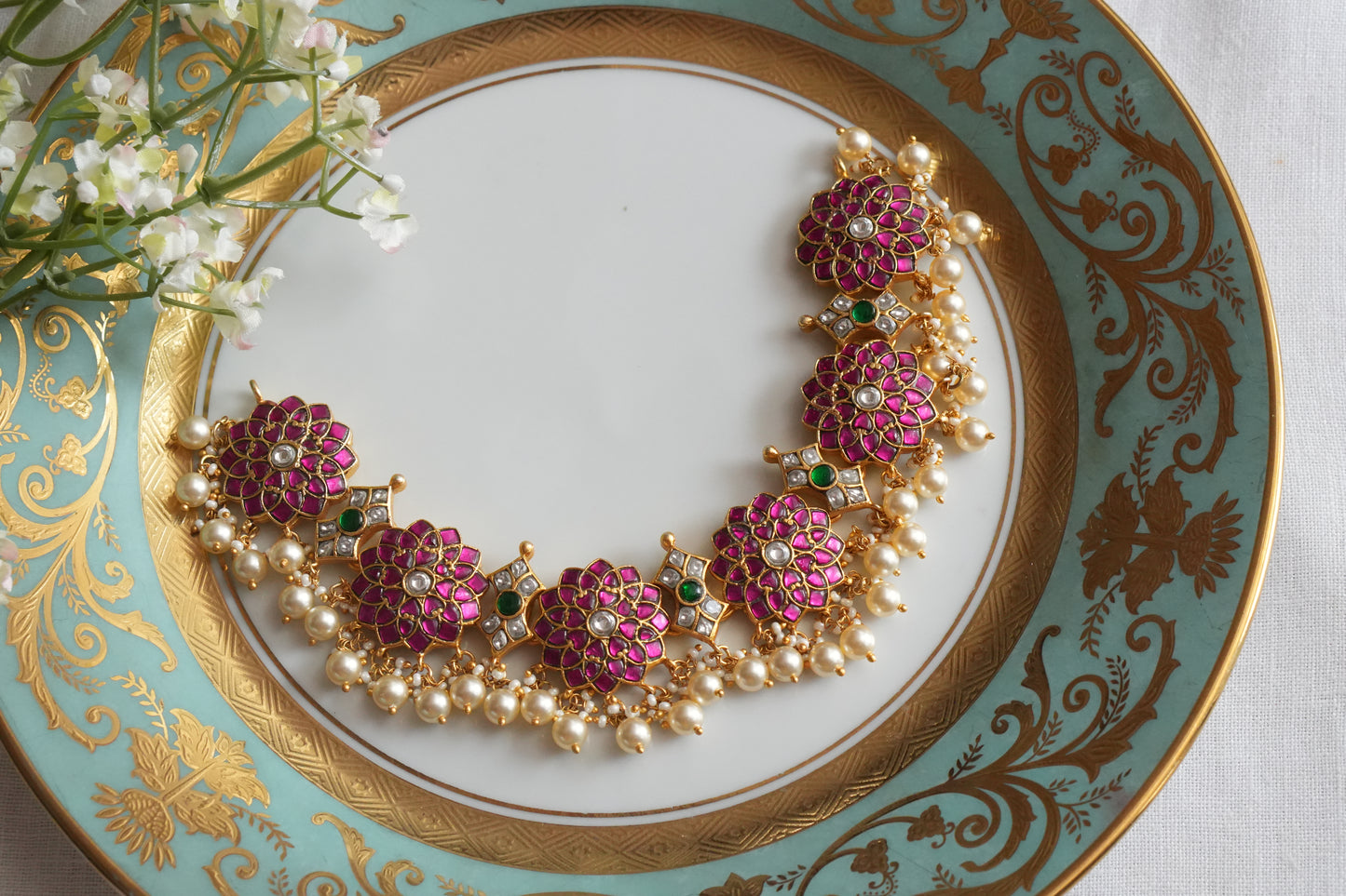 Kundan Necklace (4-9057)(K) - JEWELSTYLE