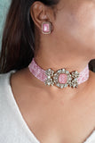 Pink  Stone Polki Necklace set  (4-7785) (B)