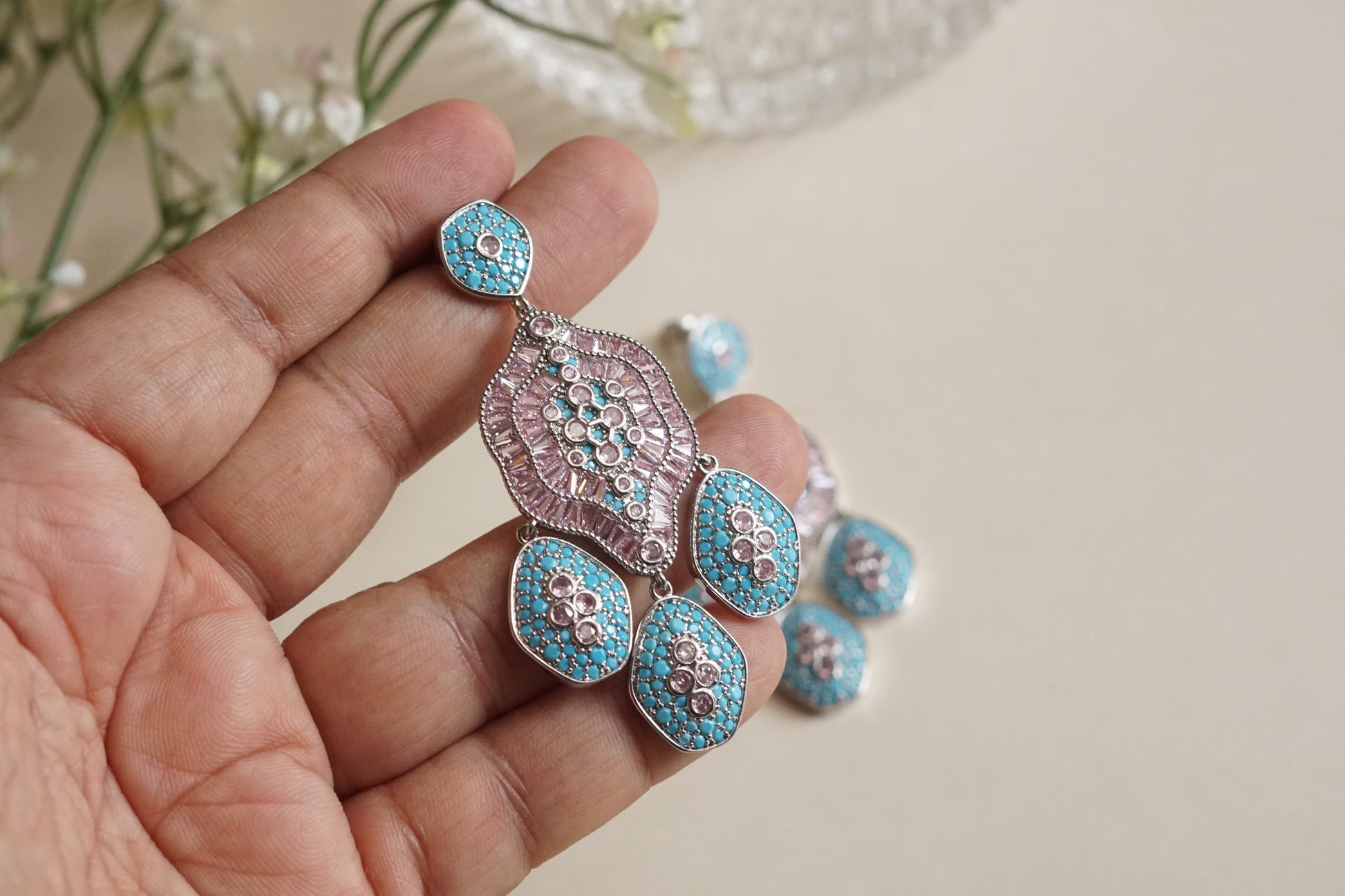 Turquoise earrings (1-5190)(B)(from Turkey) - JEWELSTYLE