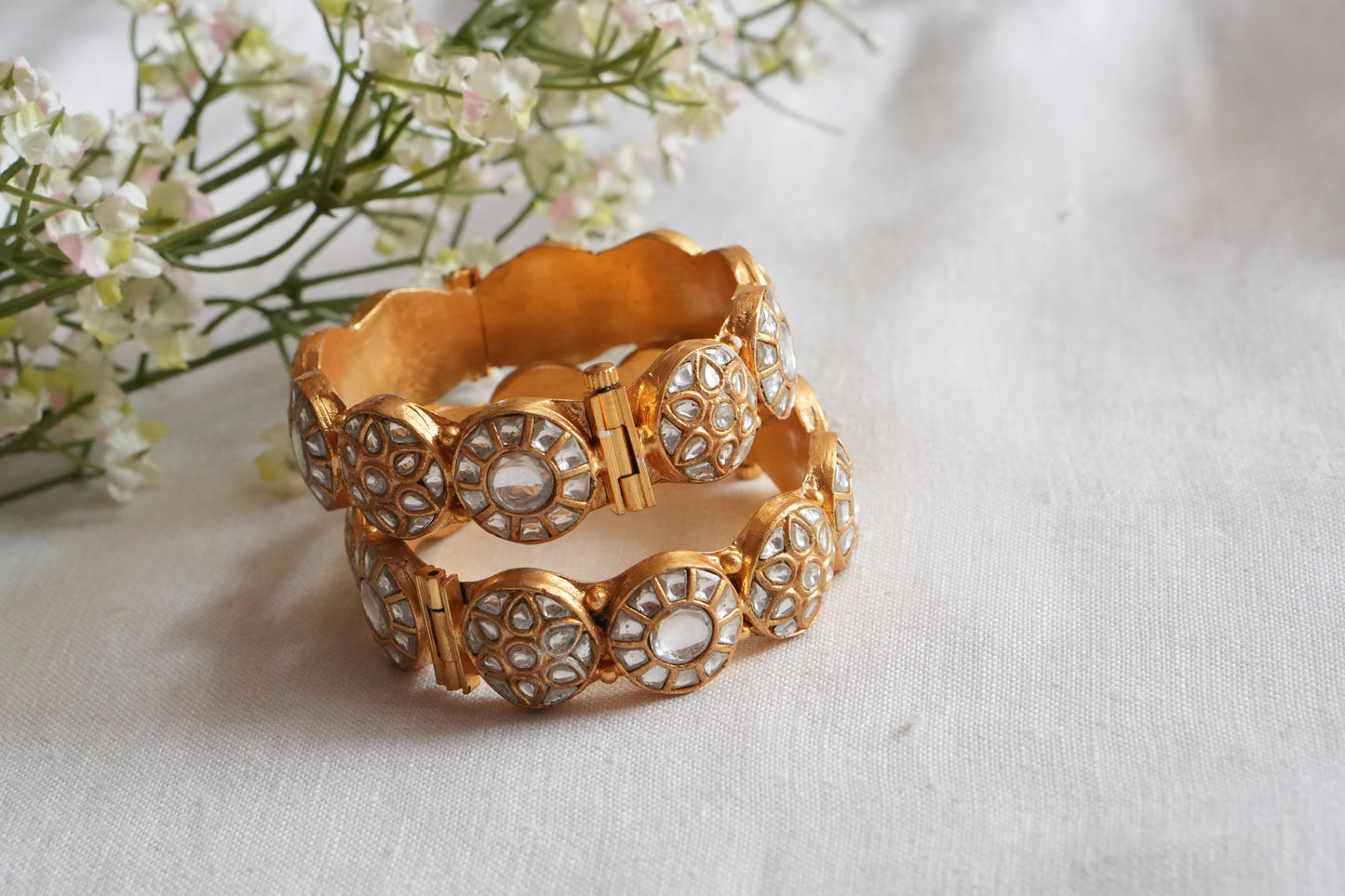 Kundan Bangles (3-489)(R) Openable - JEWELSTYLE