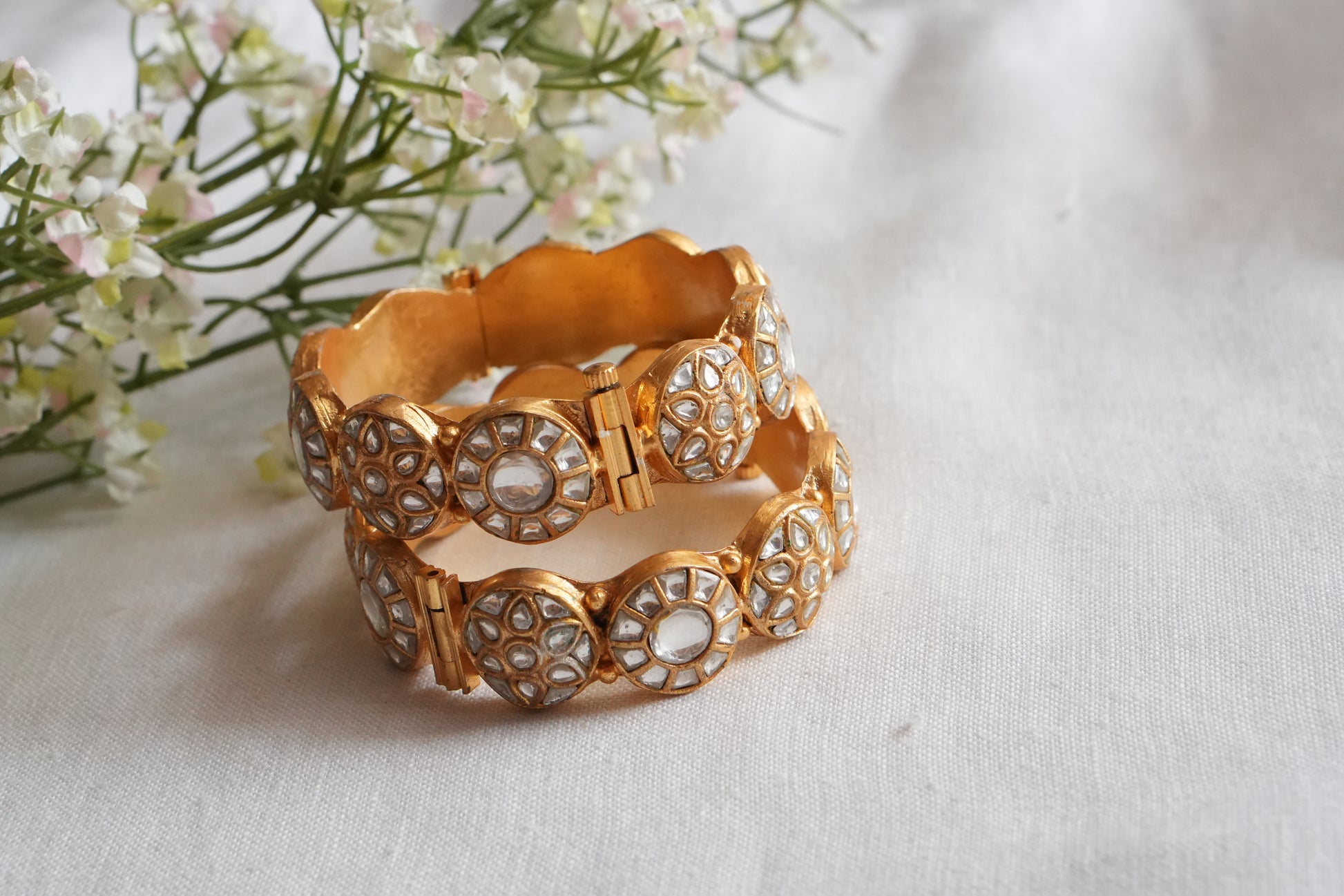 Kundan Bangles (3-489)(R) Openable - JEWELSTYLE