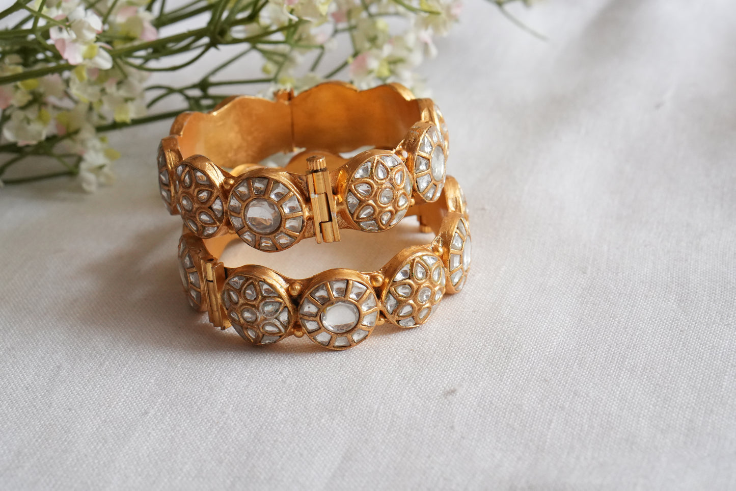 Kundan Bangles (3-489)(R) Openable - JEWELSTYLE