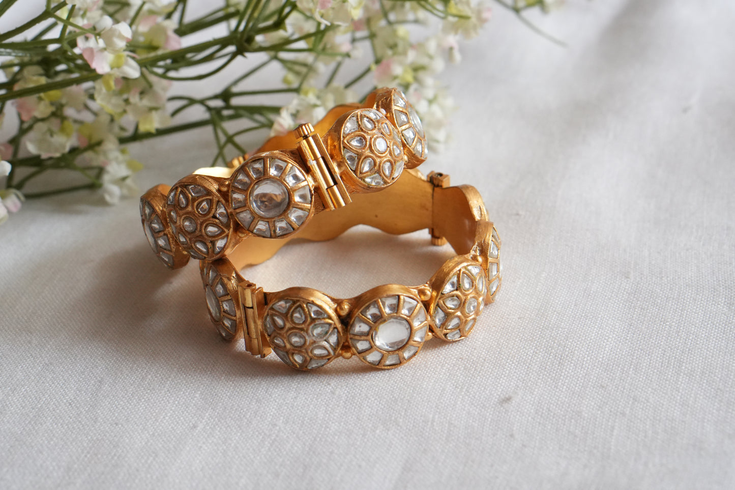 Kundan Bangles (3-489)(R) Openable - JEWELSTYLE