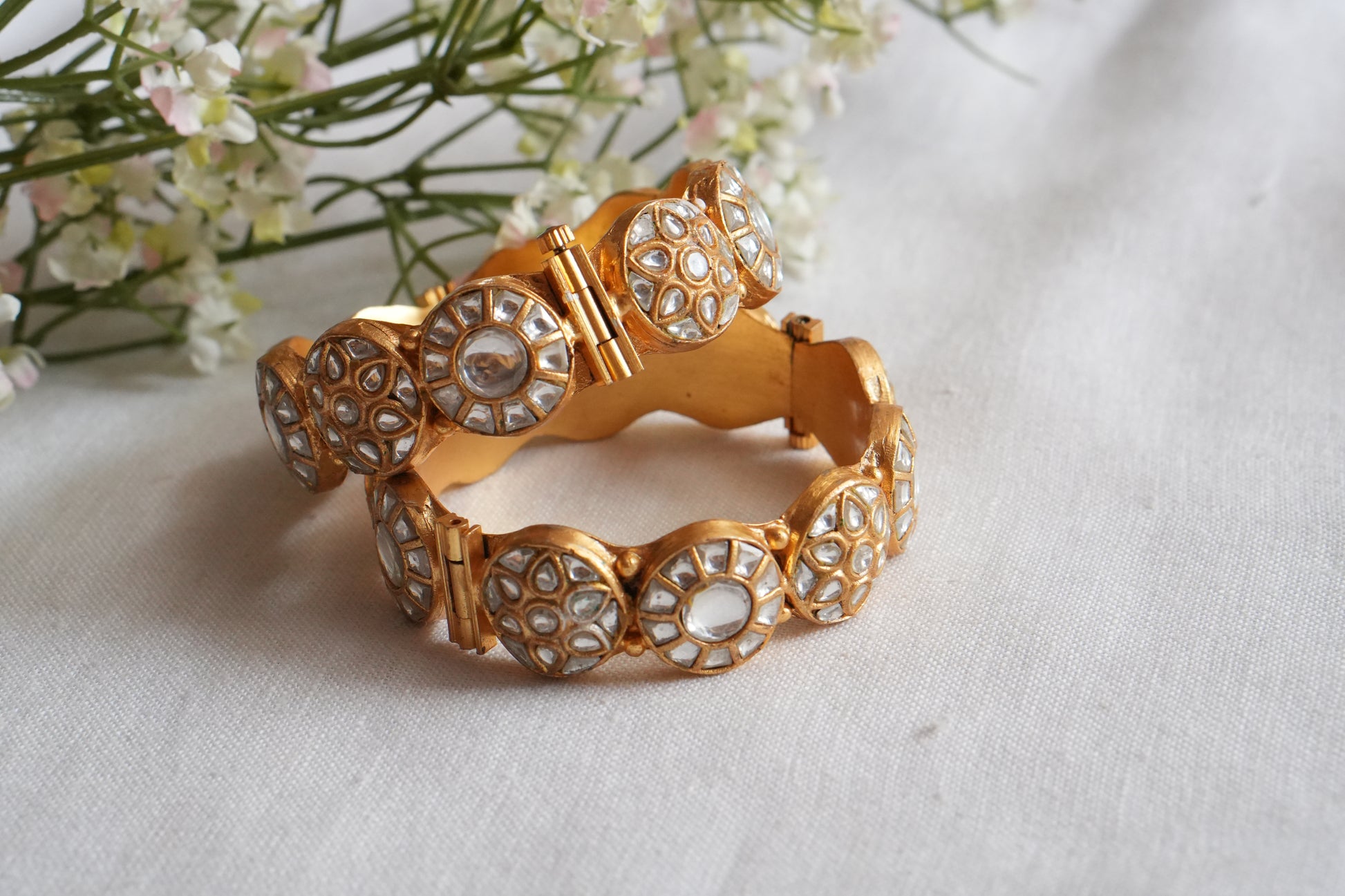 Kundan Bangles (3-489)(R) Openable - JEWELSTYLE