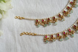 Pink kundan Earchain (9-267)(K)