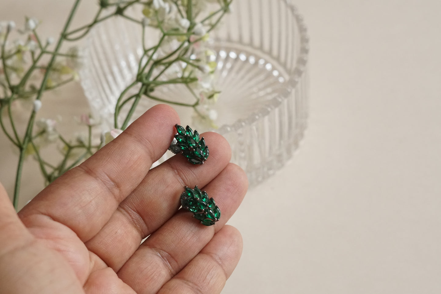 Green stone Studs (1-5195)(B)(From Turkey) - JEWELSTYLE