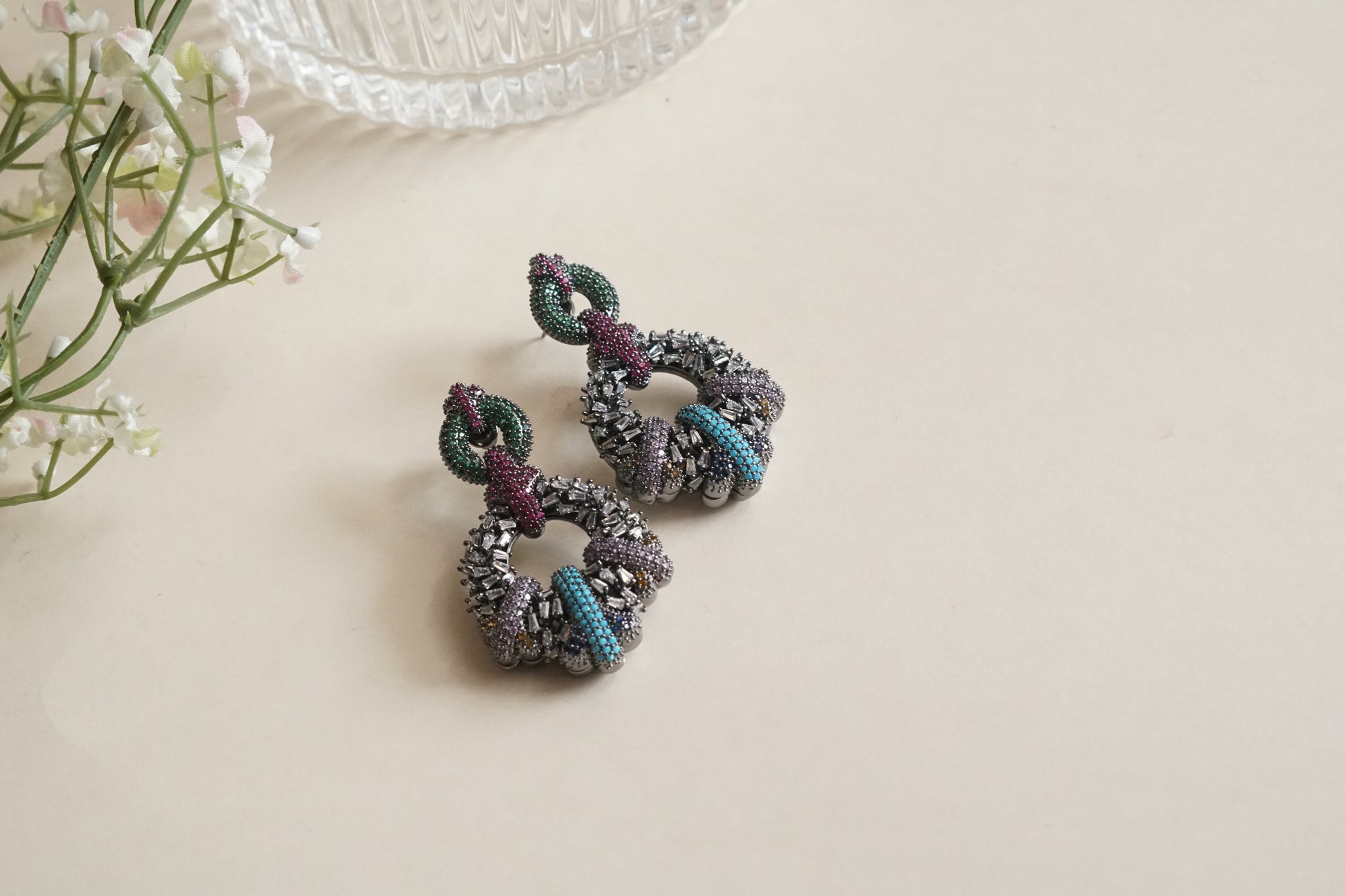 Multistone earrings (1-5192)(B)(from Turkey) - JEWELSTYLE