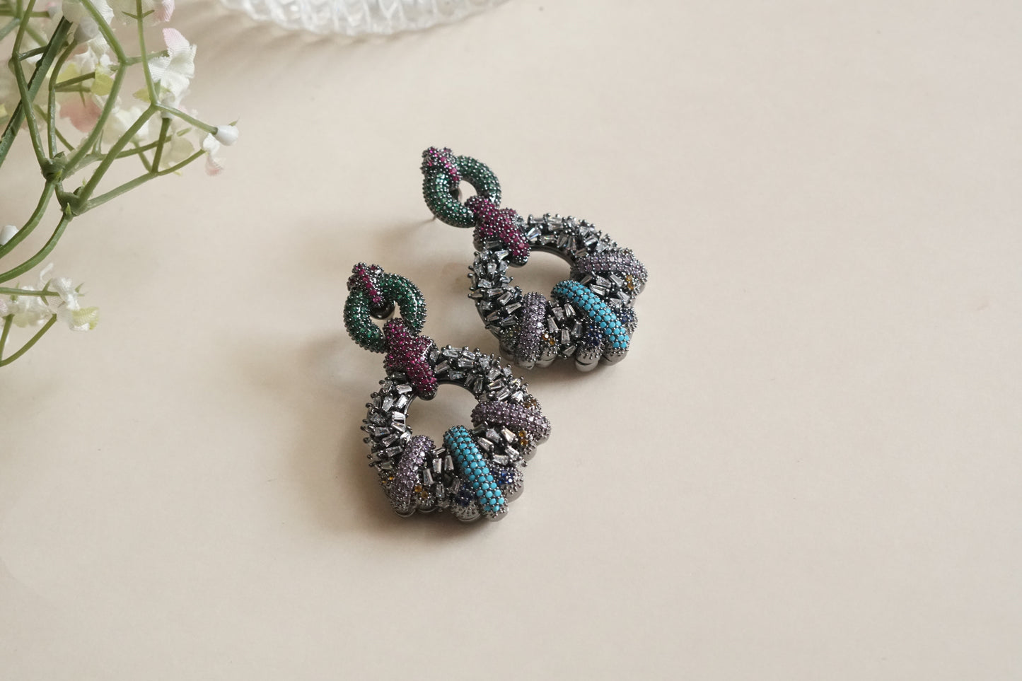 Multistone earrings (1-5192)(B)(from Turkey) - JEWELSTYLE