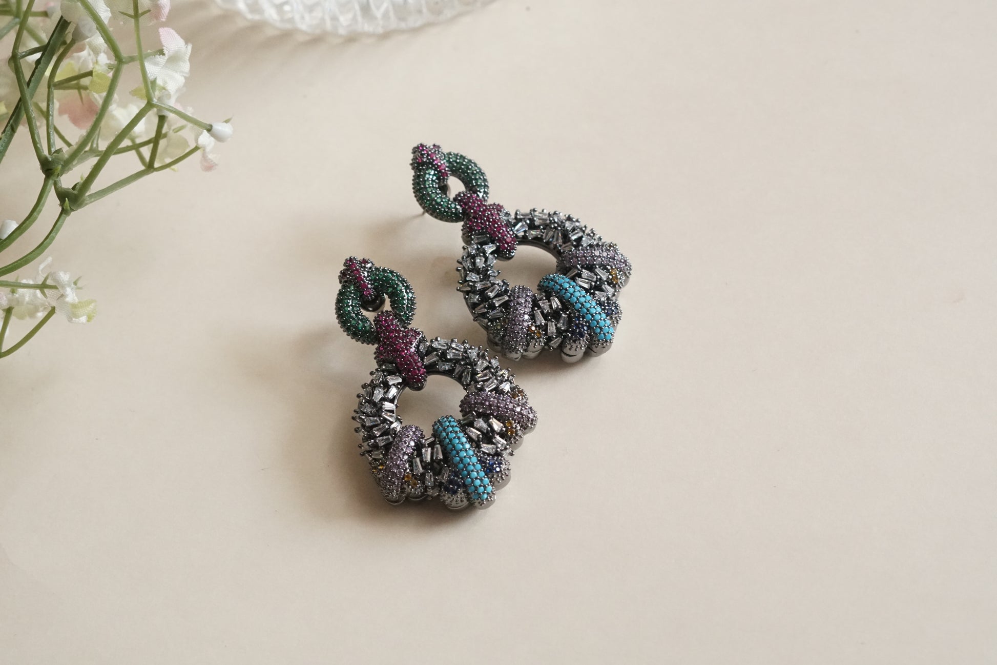Multistone earrings (1-5192)(B)(from Turkey) - JEWELSTYLE