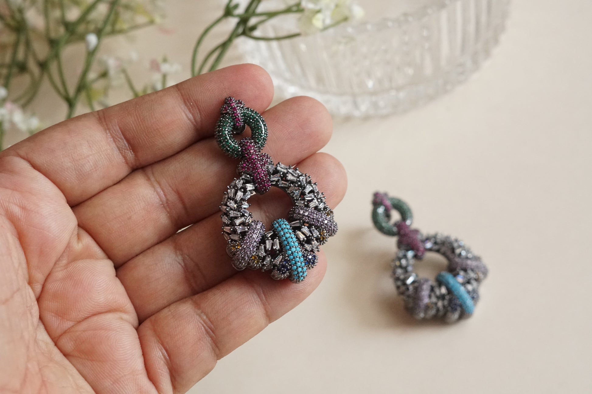 Multistone earrings (1-5192)(B)(from Turkey) - JEWELSTYLE