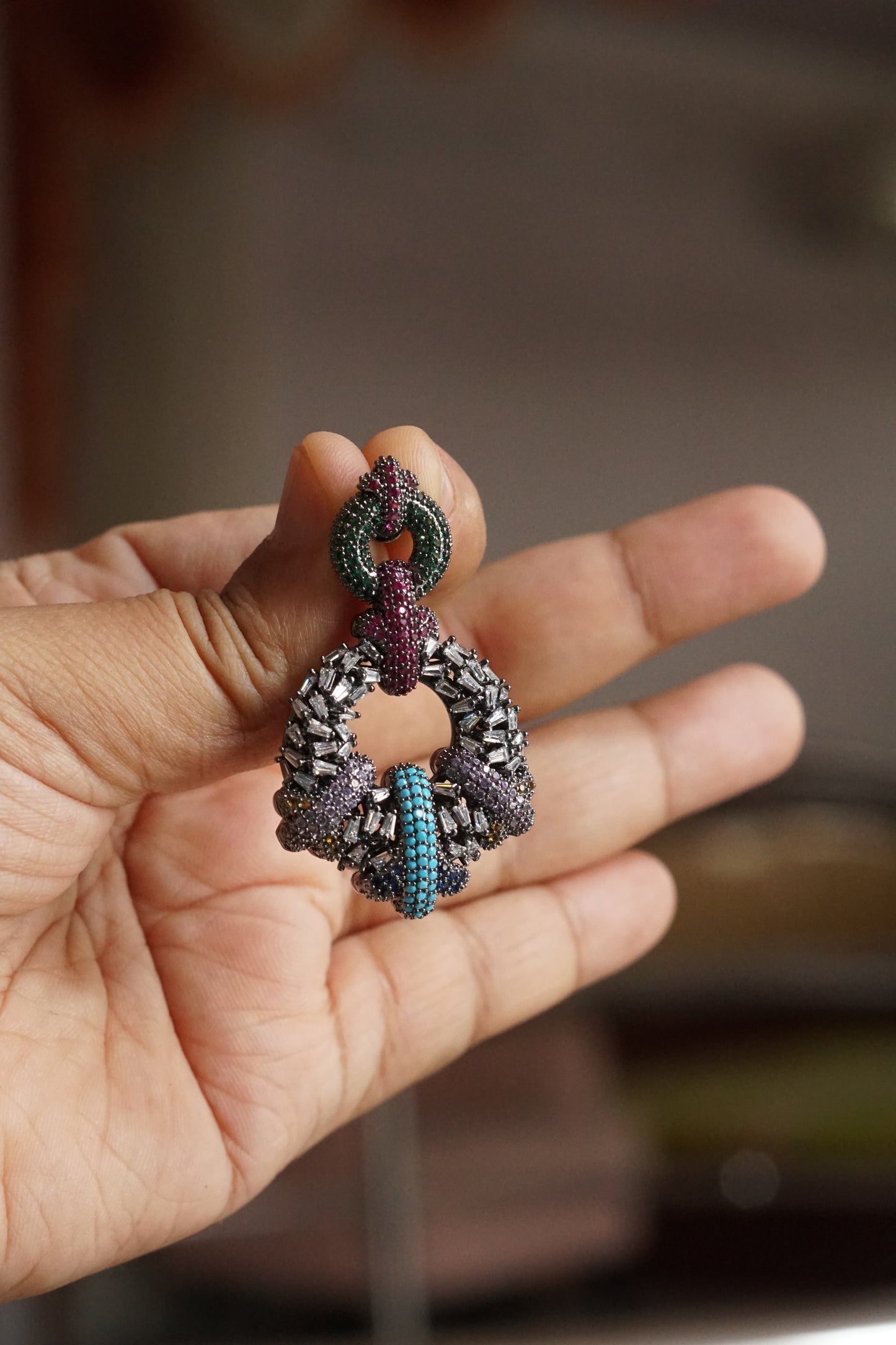 Multistone earrings (1-5192)(B)(from Turkey) - JEWELSTYLE