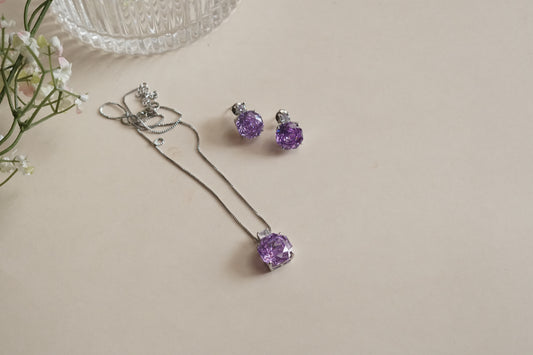 Purple stone pendant set (4-9426) (from turkey)