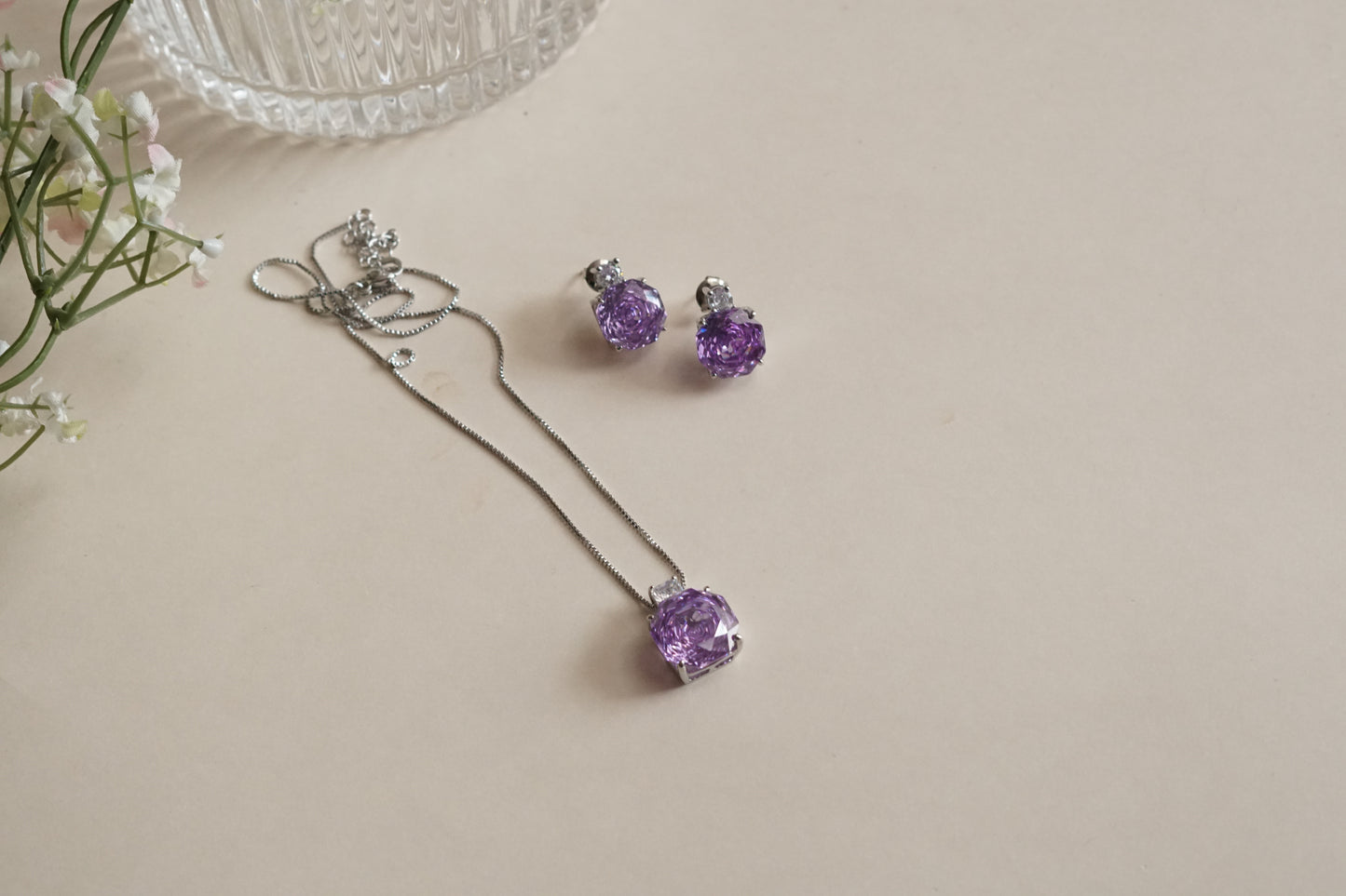 Purple Stone Pendant set (4-9191)(B)(From Turkey)