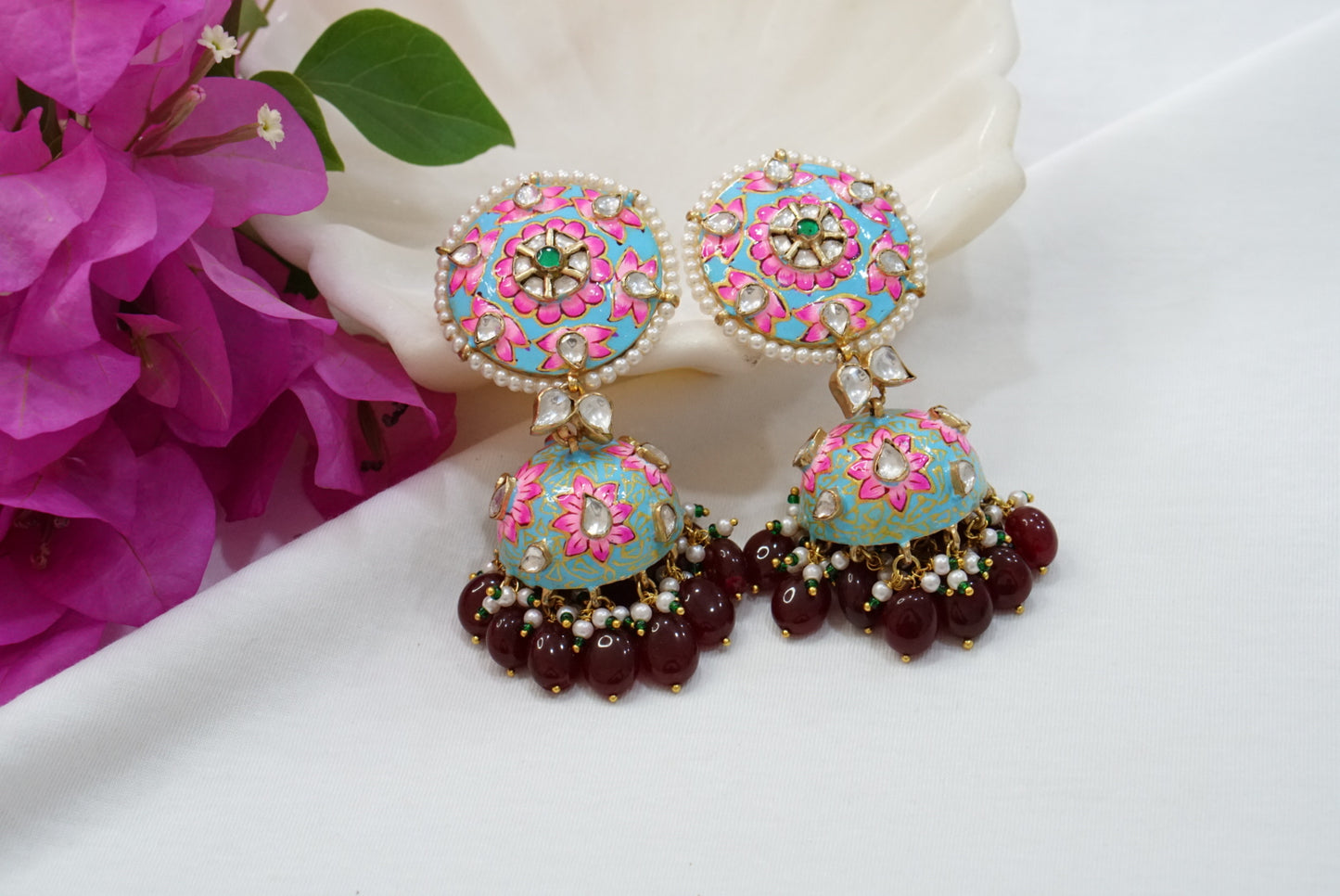 Kundan Meenawork Jhumki  (1-3886)