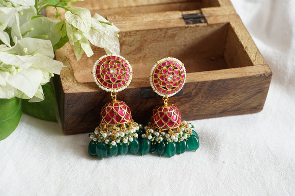 Pink Kundan Jhumki (1-4702)(R)