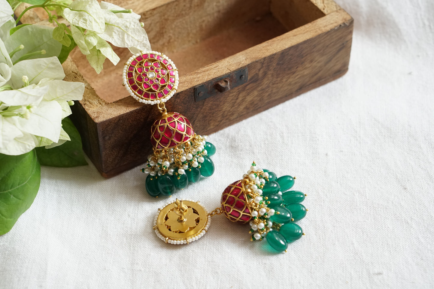 Pink Kundan Jhumki (1-4702)(R)