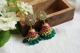 Green & Pink Kundan Jhumki (1-4703)(R)