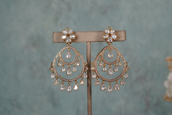 White Polki Earrings  (1-4268)(B)