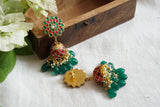 Green & Pink Kundan Jhumki (1-4703)(R)