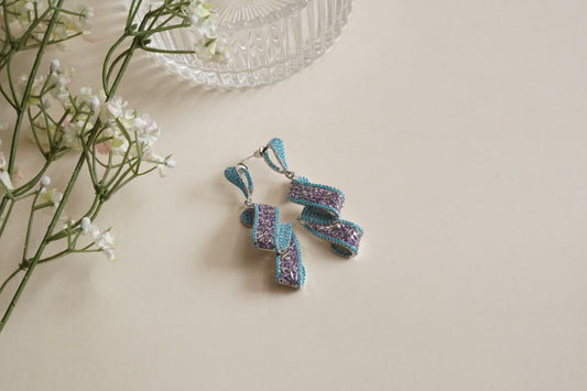 Turquoise and amythest earrings (1-5191)(B)(from Turkey) - JEWELSTYLE