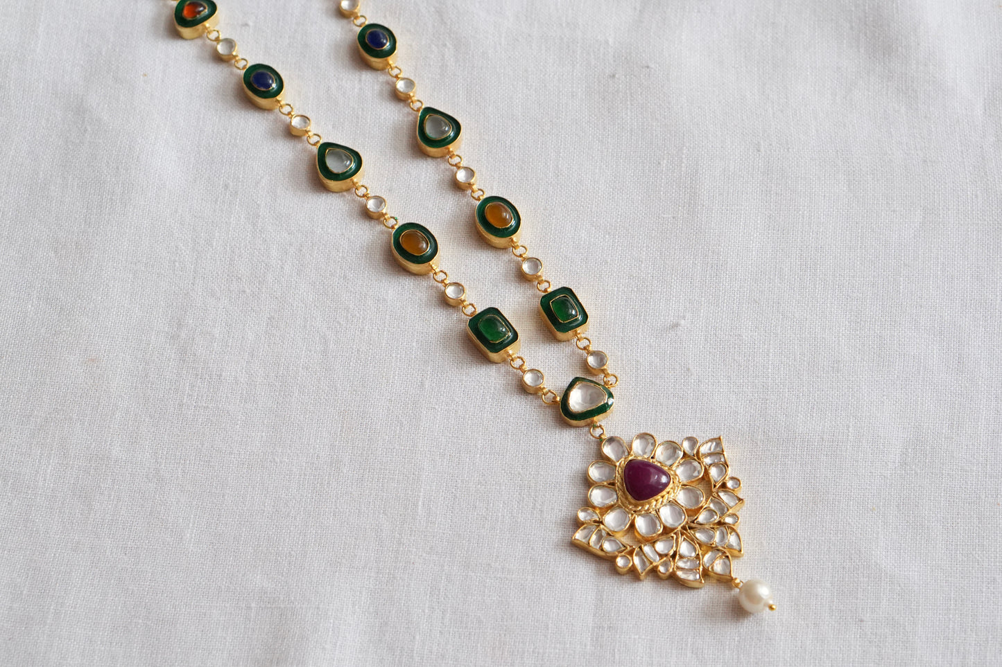 Multicolur stone pendant necklace (4-9064)(R)