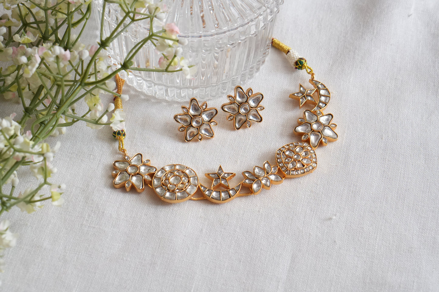 Kundan Necklace Set (4-9052)(R) - JEWELSTYLE