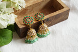 Green & Pink Kundan Jhumki (1-4704)(R)