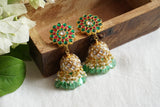 Green & Pink Kundan Jhumki (1-4704)(R)