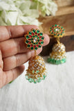 Green & Pink Kundan Jhumki (1-4704)(R)