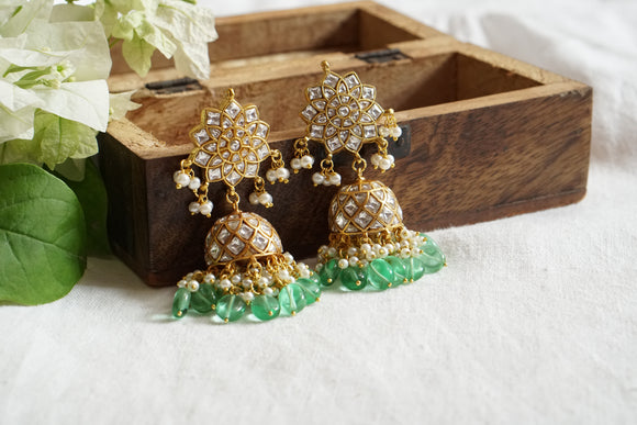 White Kundan Jhumki (1-4700)(R)