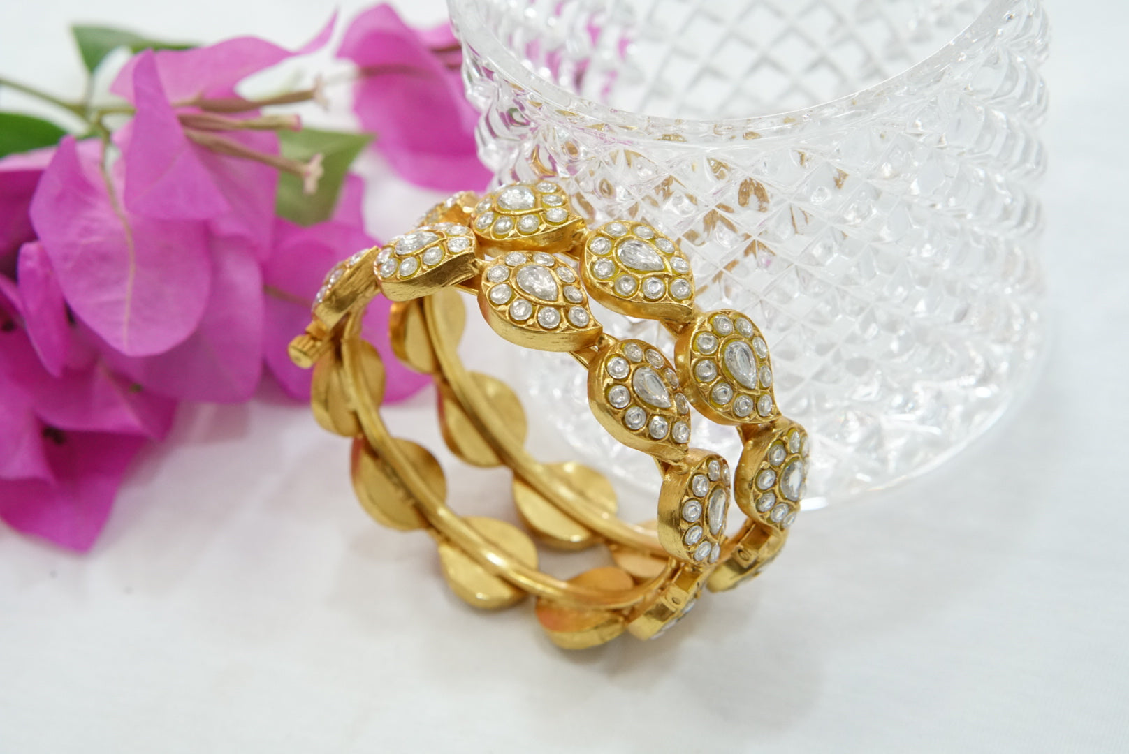 Kundan  Openable bangle (3-381)(R)(Size 2’4)(PREORDER) - JEWELSTYLE