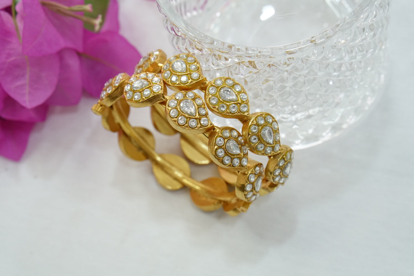 Kundan  Openable bangle (3-381)(R)(Size 2’4)(PREORDER) - JEWELSTYLE