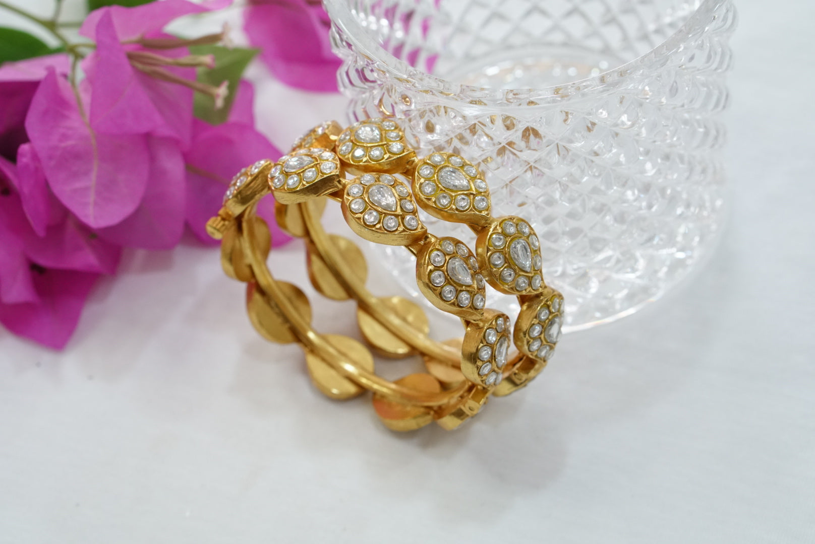 Kundan  Openable bangle (3-381)(R)(Size 2’4)(PREORDER) - JEWELSTYLE