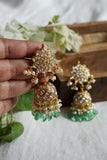 White Kundan Jhumki (1-4700)(R)
