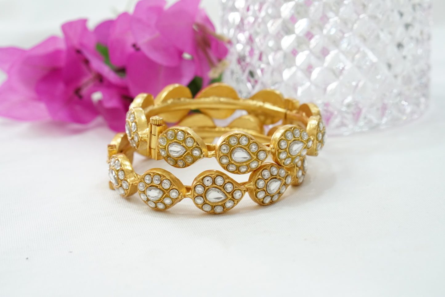 Kundan  Openable bangle (3-381)(R)(Size 2’4)(PREORDER) - JEWELSTYLE