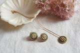 Green Polki Pendant set (4-7819)(B)