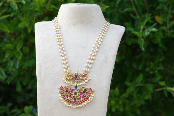 Kundan Pearl pendant necklace (4-6892)(R)