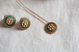 Green Polki Pendant set (4-7819)(B)