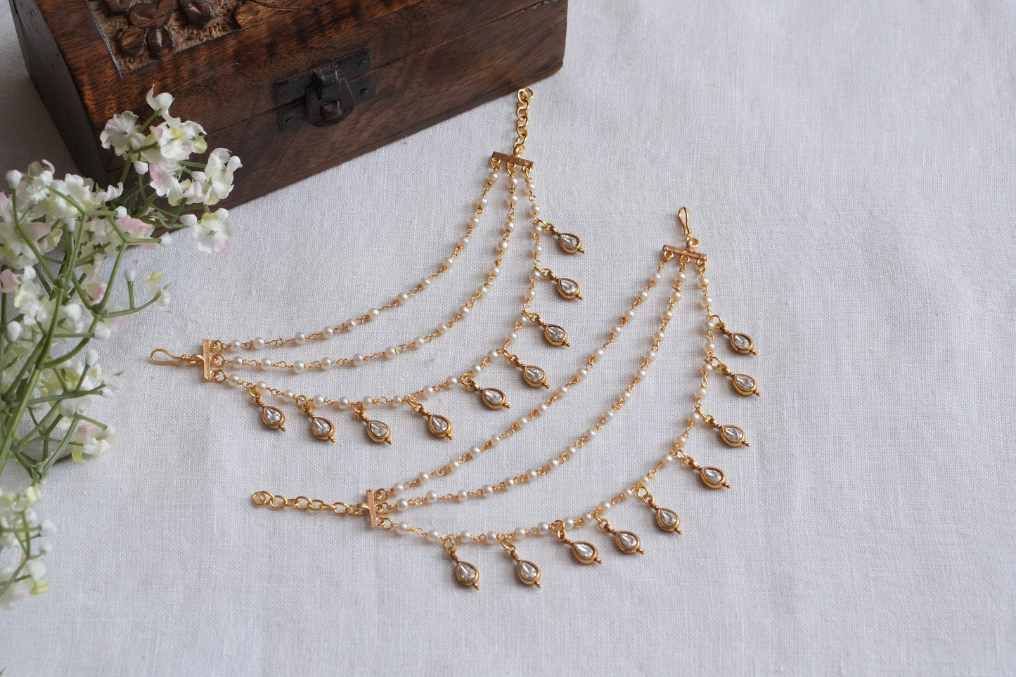 Kundan Earchain(9-372)(R) - JEWELSTYLE