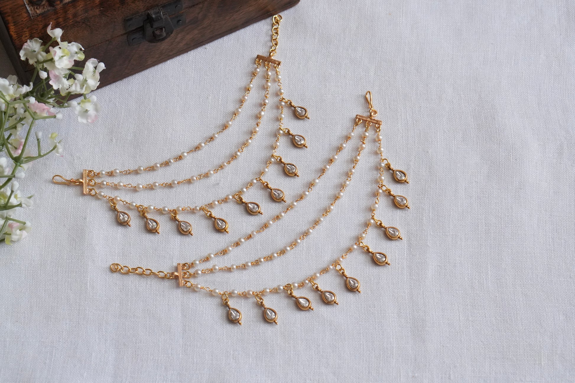 Kundan Earchain(9-372)(R) - JEWELSTYLE