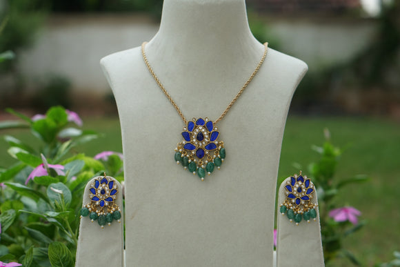 Blue Kundan Pendant Set(4-8251)