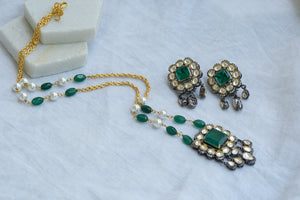 Kundan polki Pendant necklace set (4-6027)(EX)