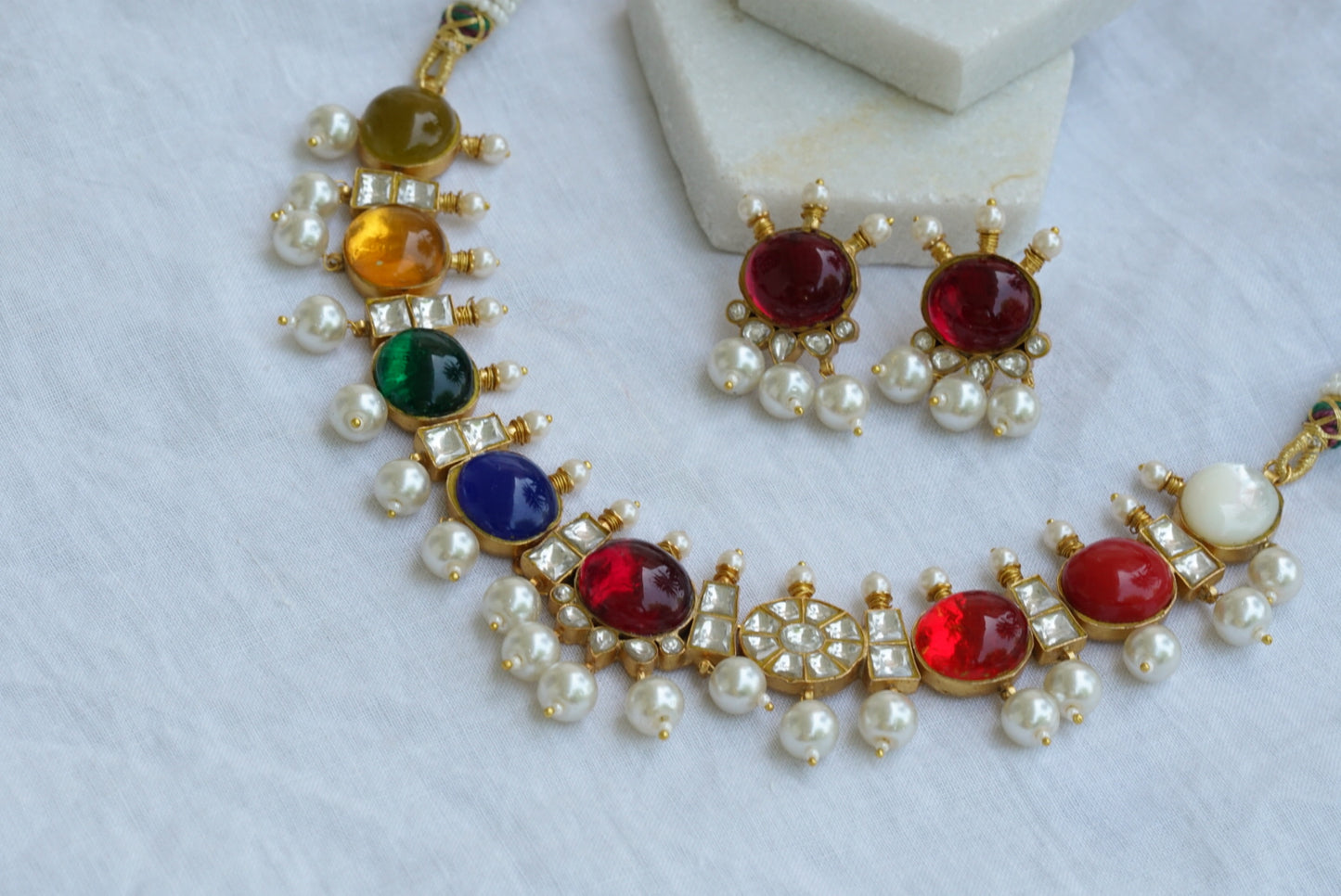Navratan kundan necklace set (4-6241)(R)(PREORDER) - JEWELSTYLE