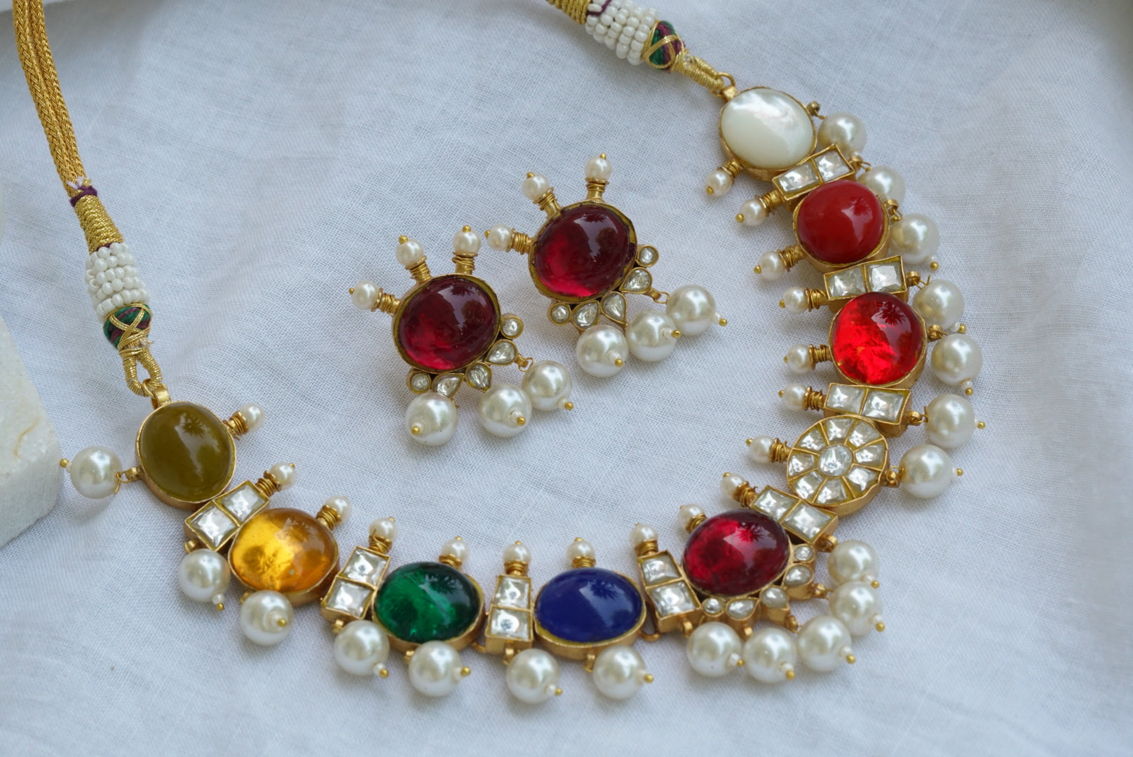 Navratan kundan necklace set (4-6241)(R)(PREORDER) - JEWELSTYLE