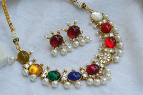 Navratan kundan necklace set (4-6241)(R)(PREORDER)