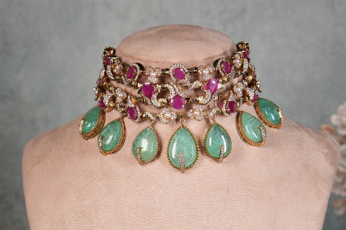 Polki Choker Set (4-9066)(B) - JEWELSTYLE