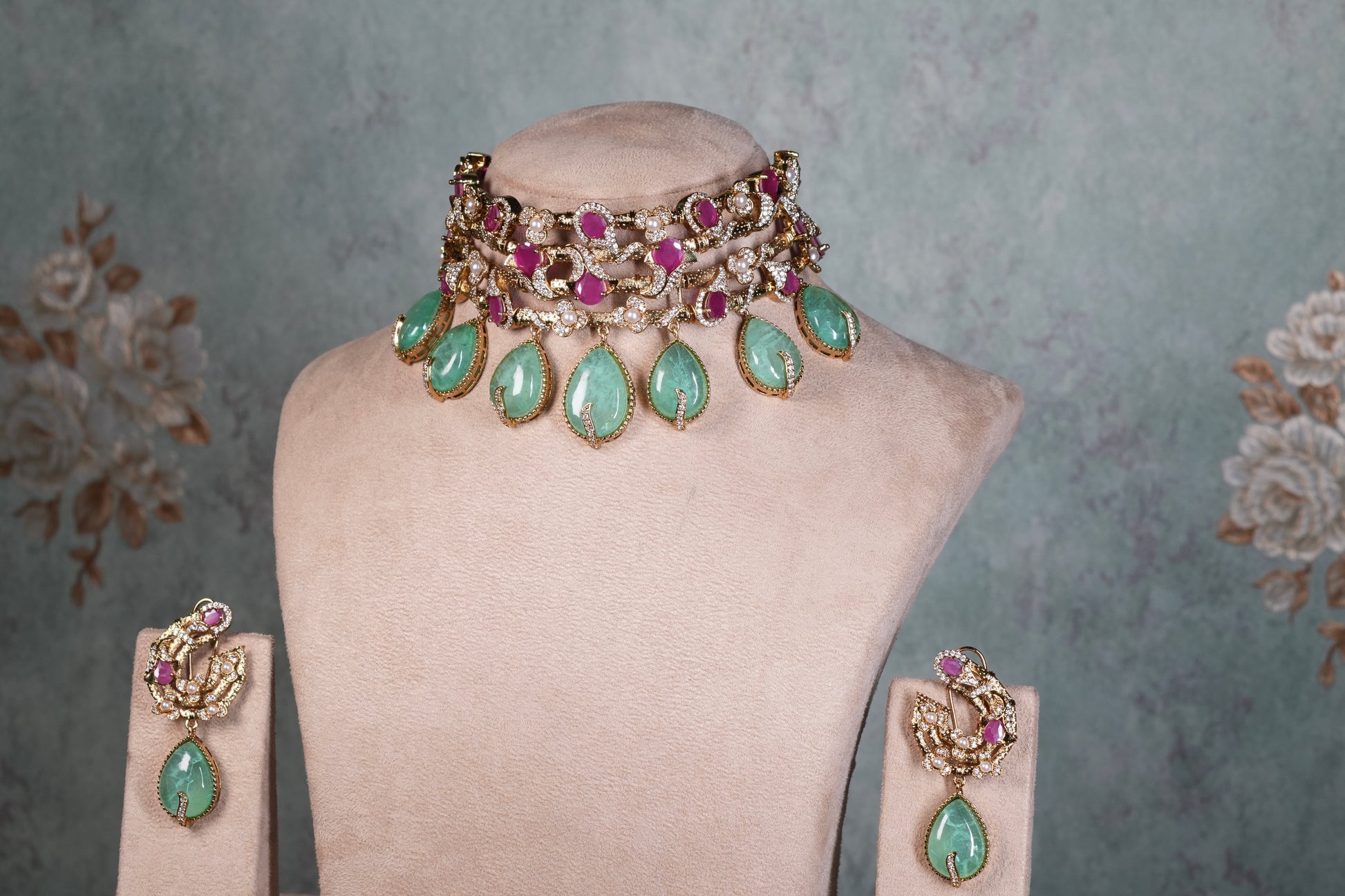 Polki Choker Set (4-9066)(B) - JEWELSTYLE