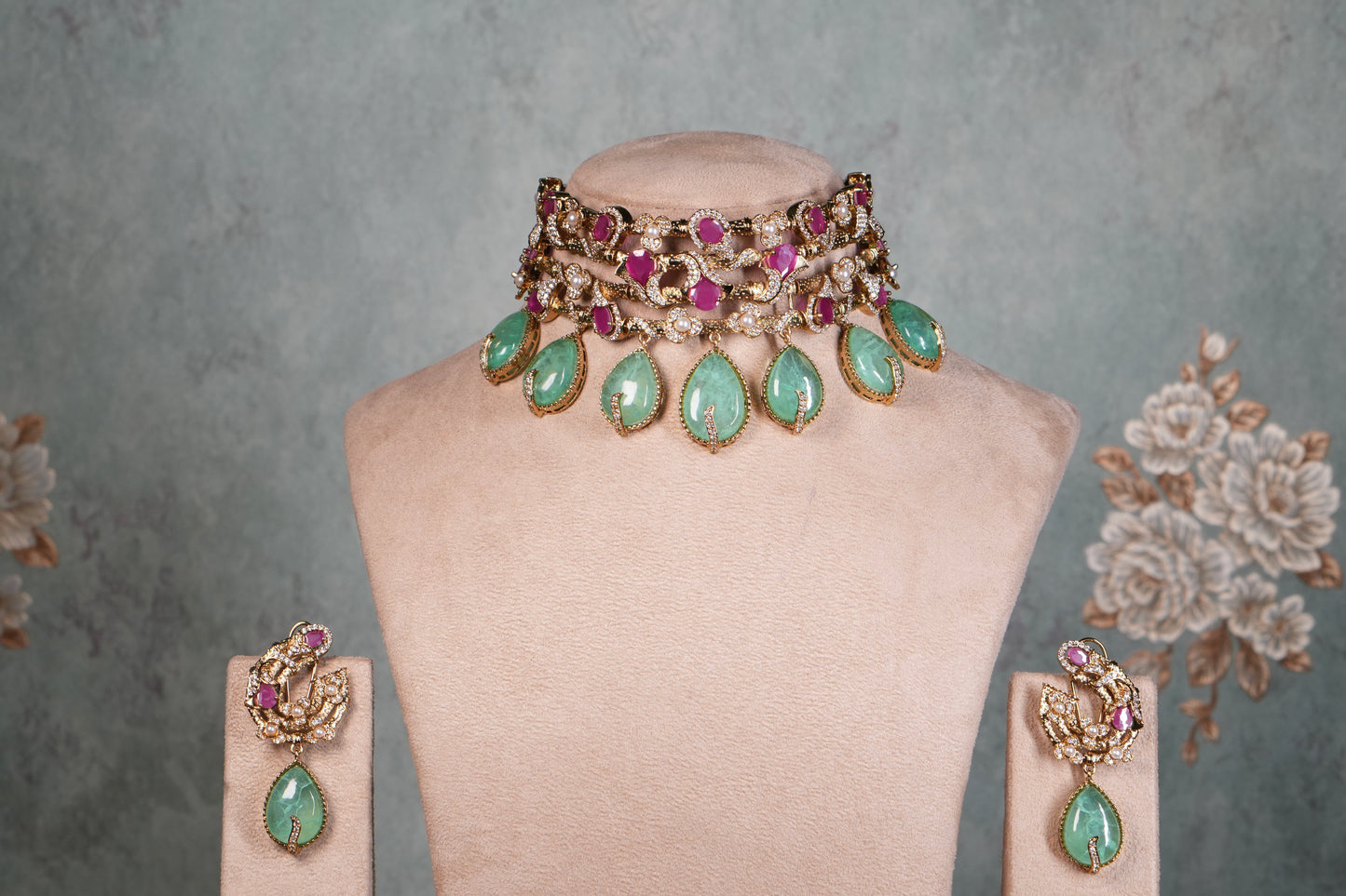 Polki Choker Set (4-9066)(B) - JEWELSTYLE