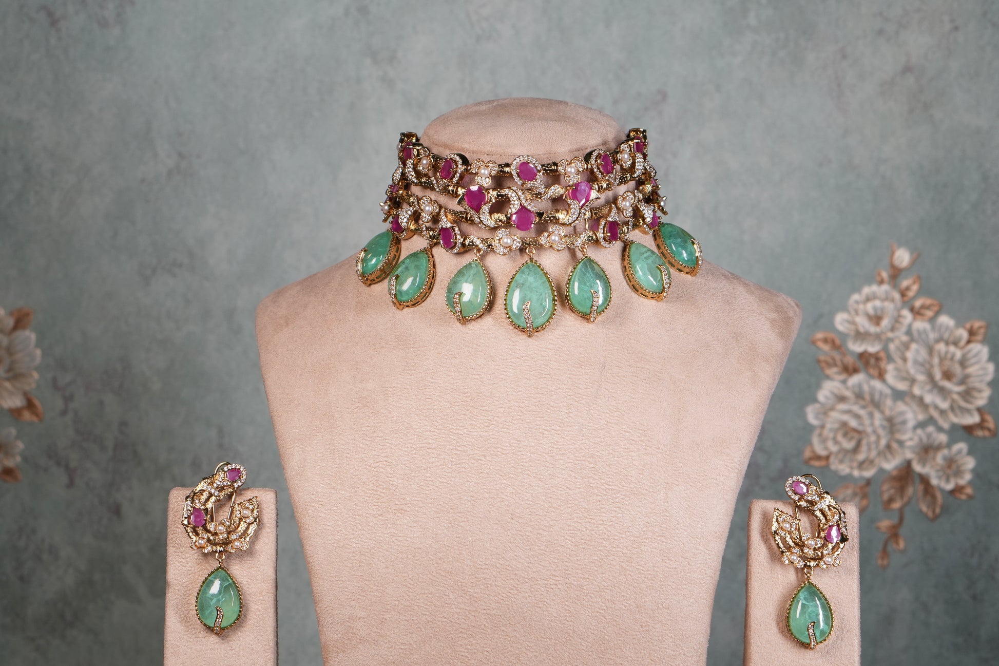 Polki Choker Set (4-9066)(B) - JEWELSTYLE